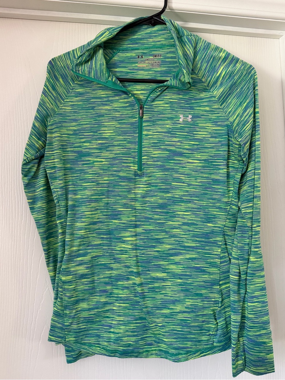 Under Armour Teal and Lime Space-Dye Quarter-Zip Pullover